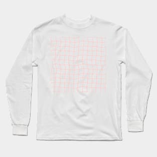 Minimal Abstract Squiggle Grid - Pastel Blush Pink Long Sleeve T-Shirt